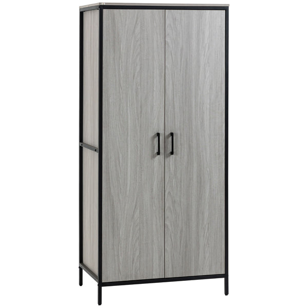 acquista Kleiderschrank 2 Türen 80x50x179 cm aus MDF-Holz und grauem Stahl