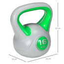 Kettlebell per Allenamento 16 Kg Base Piatta e Impugnatura per Stacchi in PU e Sabbia Verde-3