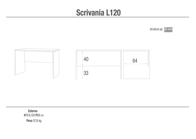 Scrivania da Ufficio Porta PC 120x76x69 cm Noce Stelvio-2