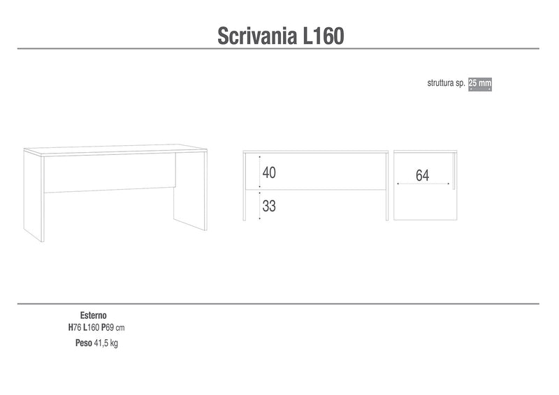 Scrivania da Ufficio Porta PC 160x76x69 cm Cemento-2