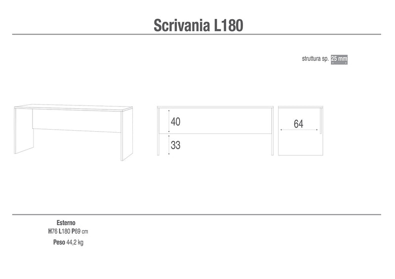 Scrivania da Ufficio Porta PC 180x76x69 cm Noce Stelvio-2