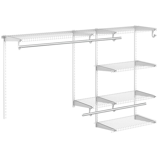 prezzo Wandgarderoben-Set 178,2x38,8x128 cm mit 5 Ablagen und 3 platzsparenden Stangen Weiß