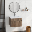 Mobile Lavabo 1 Cassetto 60x45,5x45 cm in Truciolato e Ceramica Marrone Chiaro-2