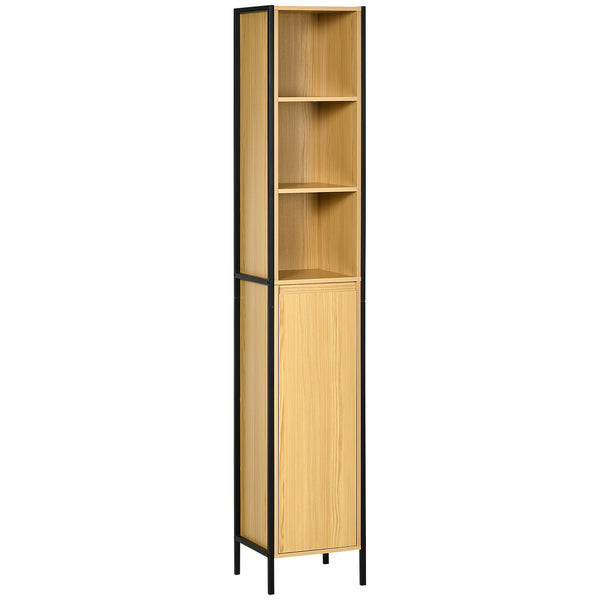 3-stöckiger Badezimmerschrank mit Handtuchturm 30 x 28 x 168 cm Spanplatte und schwarzer Stahl sconto