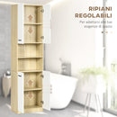 Mobile Bagno 4 ante 2 Ripiani 53x33,5x195,7 cm in Truciolato Bianco-5