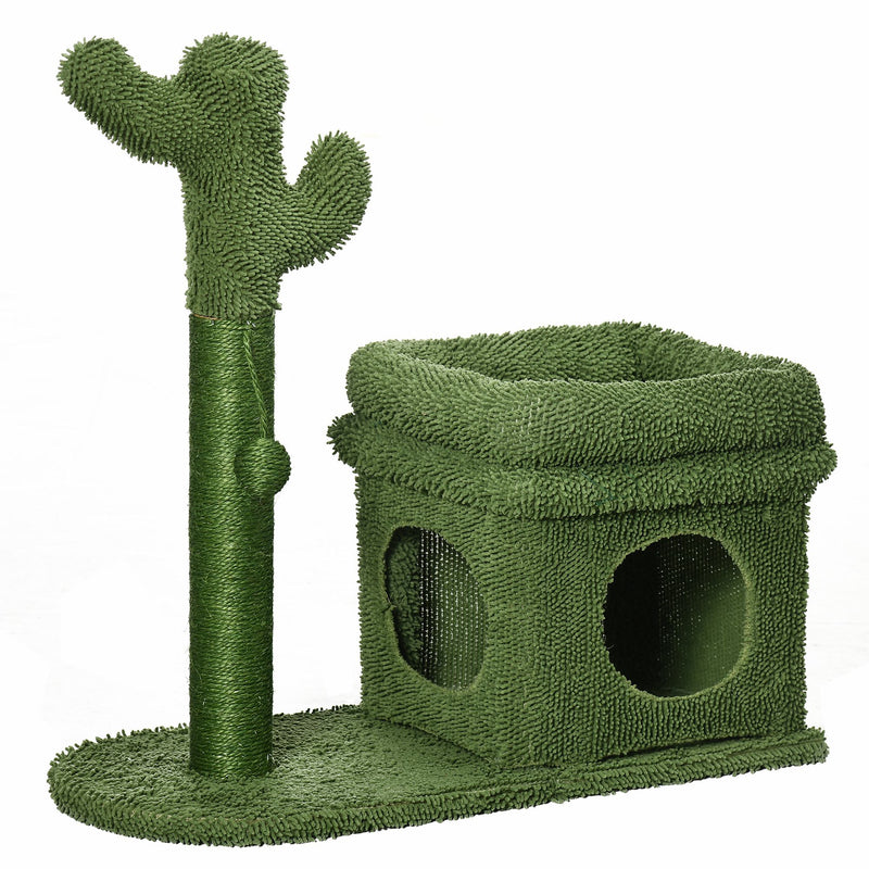 Albero Tiragraffi con Lettino e Casetta 68x30x67 cm Pali in Sisal Verde-1