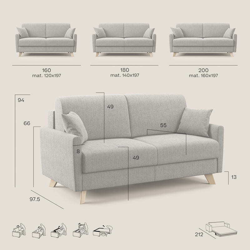 Divano Letto 3 Posti 200x94x97 cm Edgar in Tessuto Talpa-8