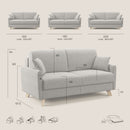 Divano Letto 2 Posti 160x94x97 cm Edgar in Tessuto Grigio-8