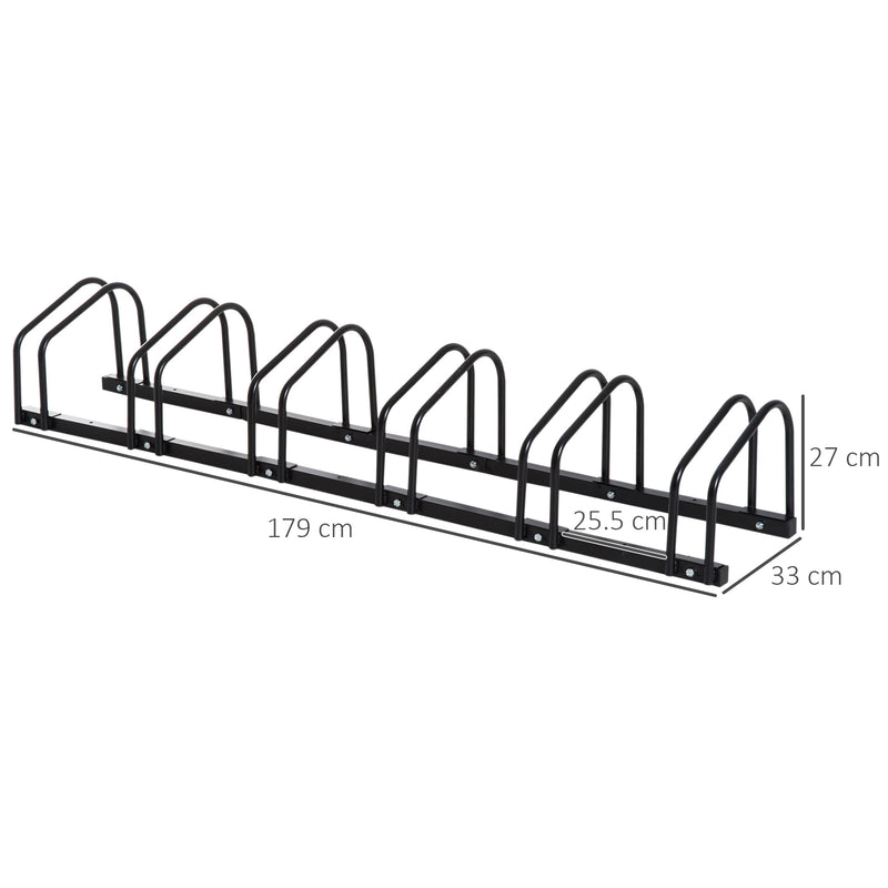 Rastrelliera Porta Biciclette 6 Posti 179x33x27 cm in Acciaio Nero-3