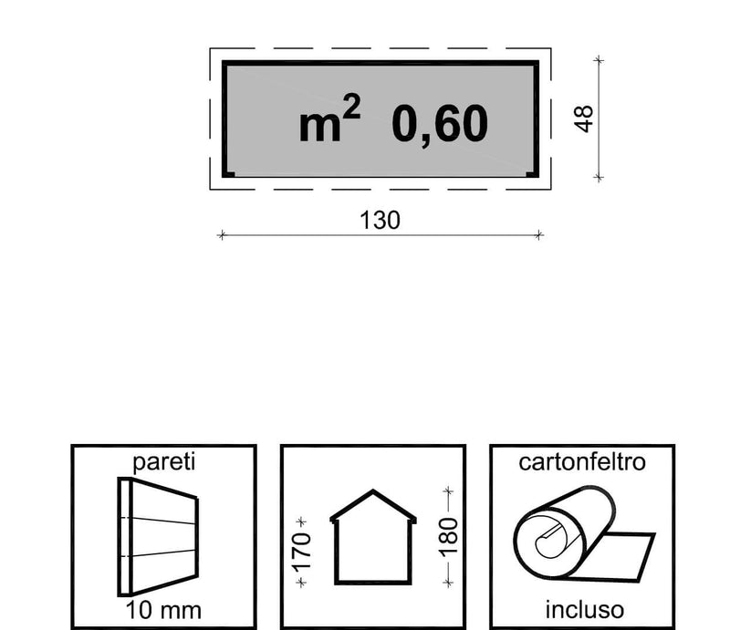 Armadio Porta Attrezzi da Giardino 130x48x180 cm in Legno-3