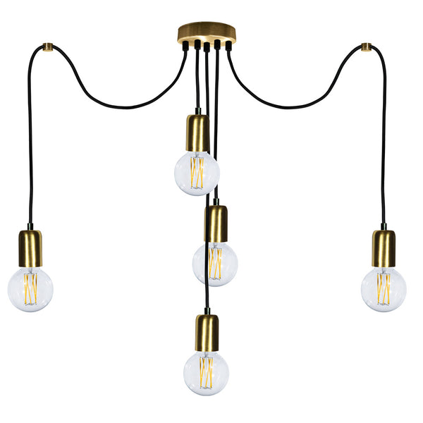 prezzo Aufhängung 5xE27 3Mt Satin Gold Frame E-Energy Elaide