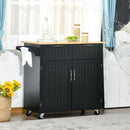 Carrello da Cucina 104x46x91 cm con Ruote in Legno Nero-2