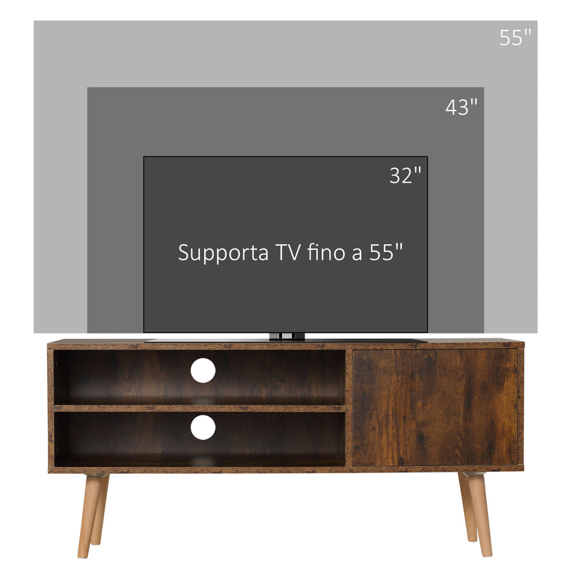 Mobile Porta TV fino a 55" 110x40x50 cm con Vano Aperto e Armadietto in Legno Marrone-7