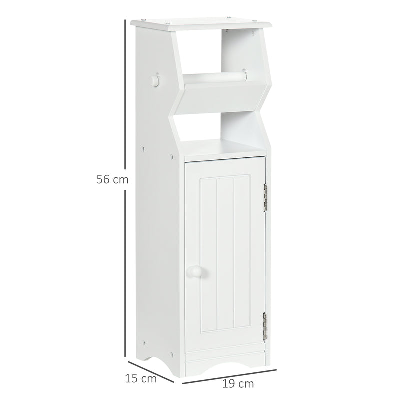 Mobiletto Bagno 19x15x56 cm con Porta Carta Igienica in MDF Bianco-3