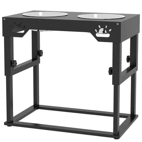 prezzo Portaciotole per Cani a 7 Altezze Regolabili  44x27x51 cm con 2 Ciotole Rialzate Ø19x6 cm in Acciaio Nero