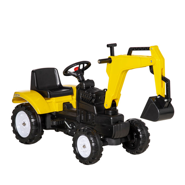 Bagger Trettraktor für Kinder 107 x 42 x 71 cm 6 Räder aus Stahl und gelbem Kunststoff online