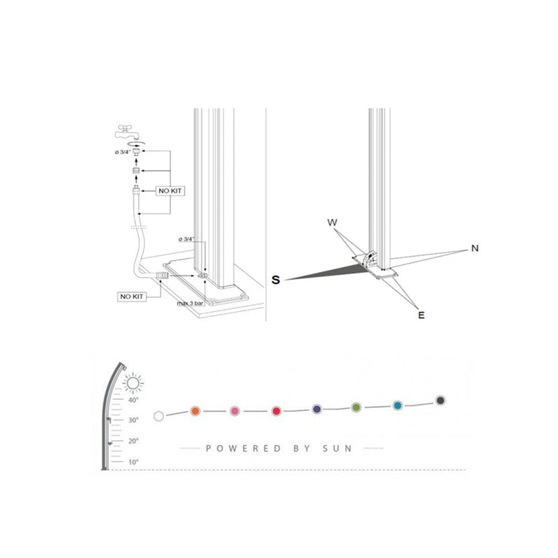 Doccia Solare da Giardino 40L Miscelatore e Lavapiedi Arkema Big Happy Five Grigio Antracite-4