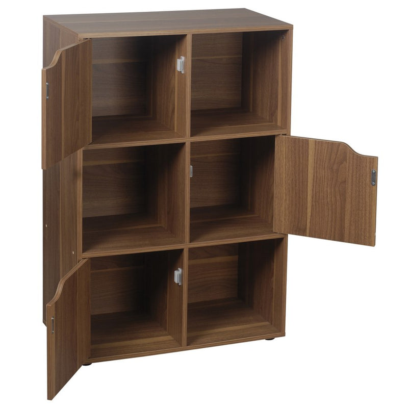 Libreria Mobiletto 6 Scomparti 59.6x29x90.5 cm in Legno MDF Naturale-2