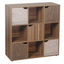 Libreria Mobiletto 9 Scomparti 5 Ante 88.8x29x90.5 cm in Legno MDF Effetto Naturale-1