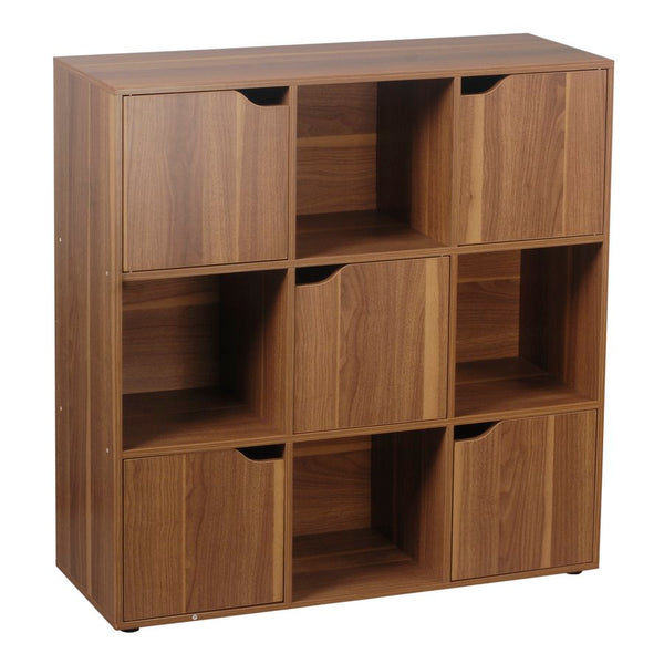 sconto Libreria Mobiletto 9 Scomparti 5 Ante 88.8x29x90.5 cm in Legno MDF Effetto Naturale