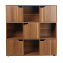 Libreria Mobiletto 9 Scomparti 5 Ante 88.8x29x90.5 cm in Legno MDF Effetto Naturale-2