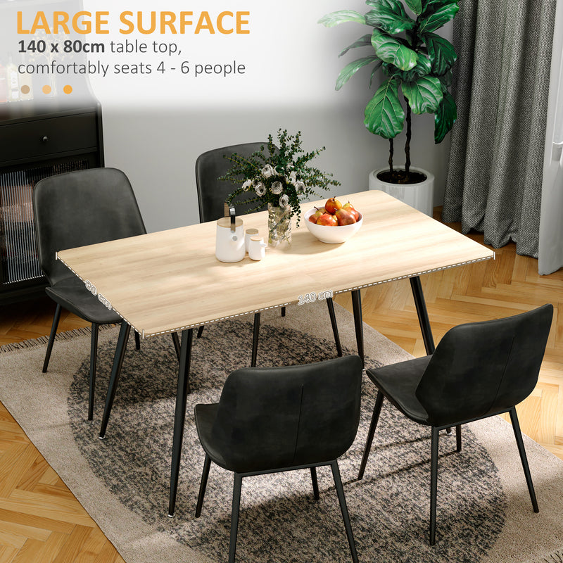 Tavolo da Pranzo per 4 Persone 140x80x76 cm in MDF e Acciaio Legno e Nero-5