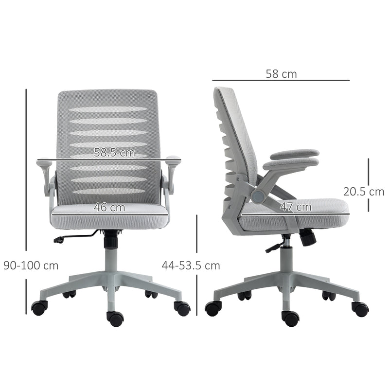 Sedia da Ufficio Ergonomica con Altezza Regolabile e Braccioli Sollevabili   Grigio-3