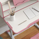 Banco Studio Scuola per Bambini 80x54,5x104 cm con Sedia Regolabile e Piano Inclinabile Rosa-8