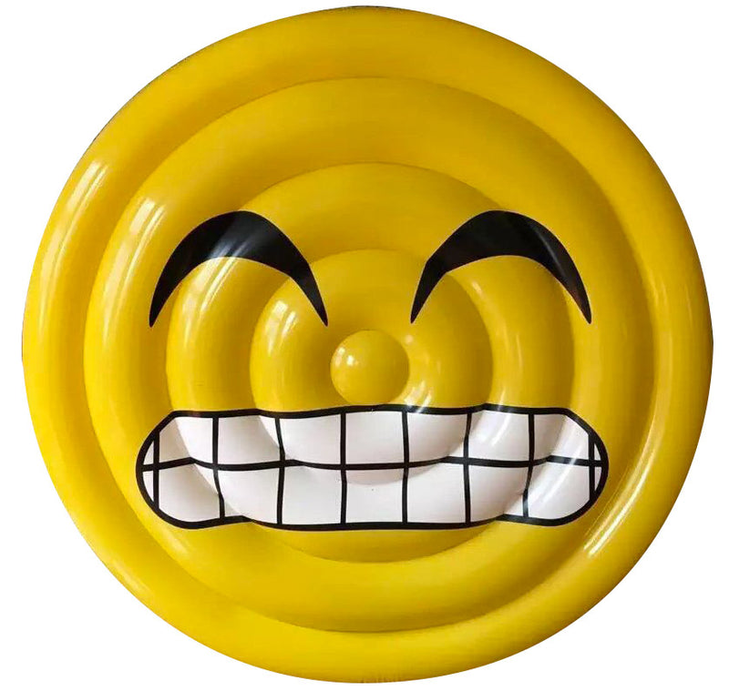 Materassino Gonfiabile Ø150 cm in PVC a Forma di Emoji Ranieri Face Sorriso Giallo-1