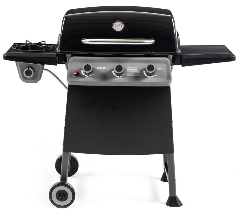 Barbecue a Gas GPL 3 Fuochi 13,1kW con Fornello Laterale Sochef Diablo X -1