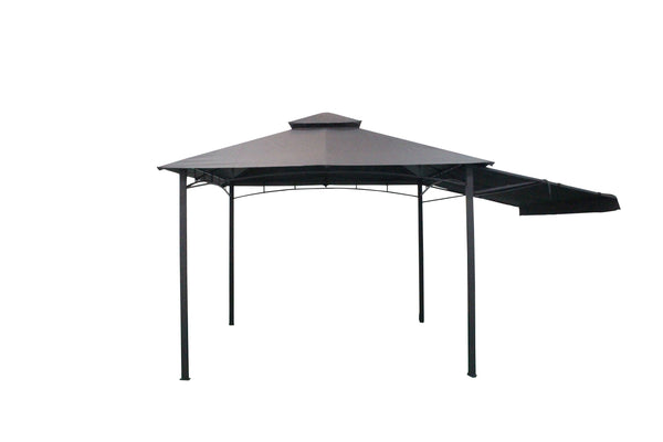 Gazebo Doppio Tetto da Giardino 3x3x2,6m con Pannello Laterale Pieghevole Grigio sconto