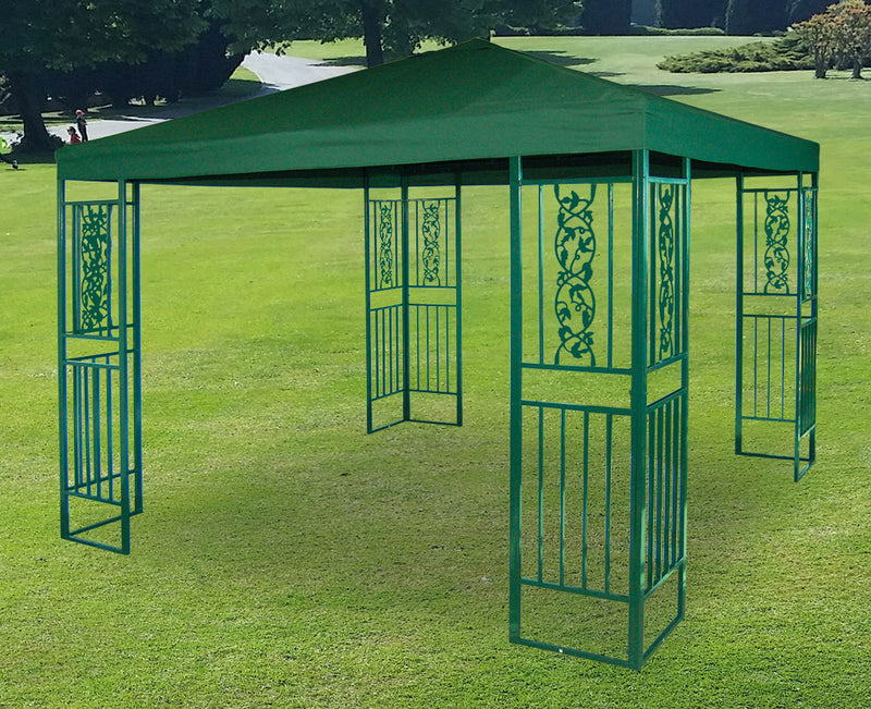 Gazebo da Giardino 3x4m in Metallo Morel Ferro Verde-2