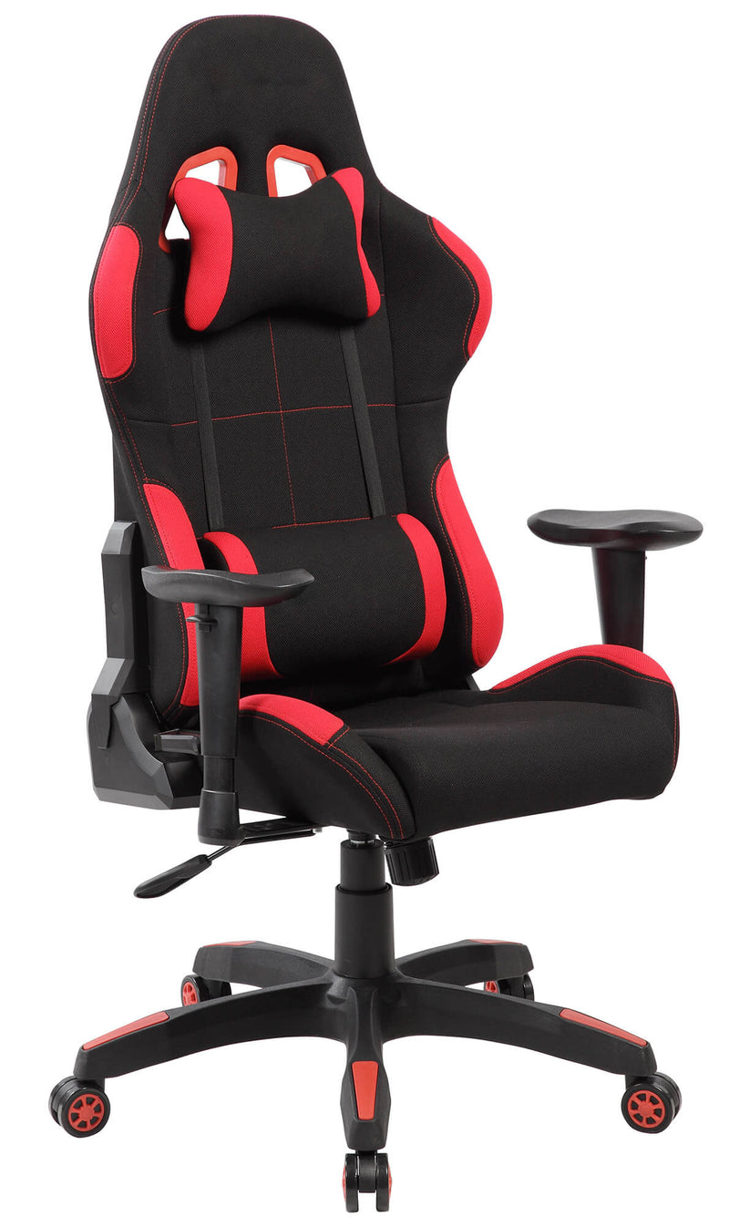 Sedia da Gaming Ergonomica 72x57x134 cm in Tessuto Nera e Rossa-1