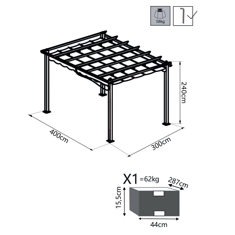 Pergola da Giardino 3x4 m in Alluminio Bianco-5