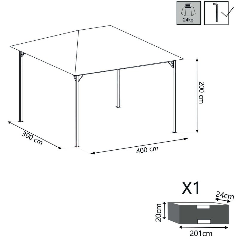 Gazebo Liberty 3x4 m in Acciaio Antracite-3