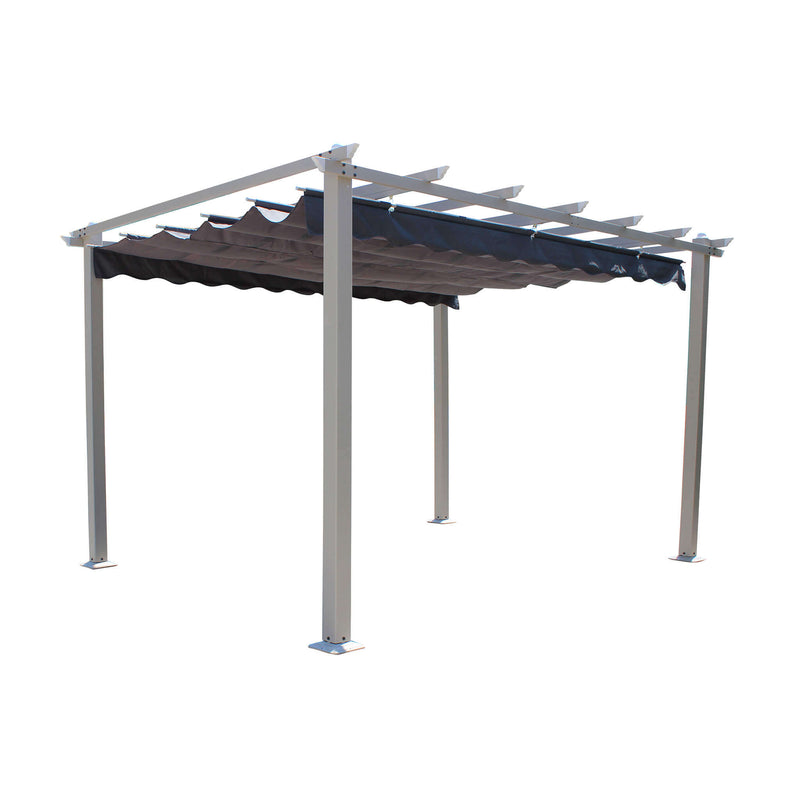 Pergola da Giardino 3x4 m in Alluminio Tortora Telo Grigio-1