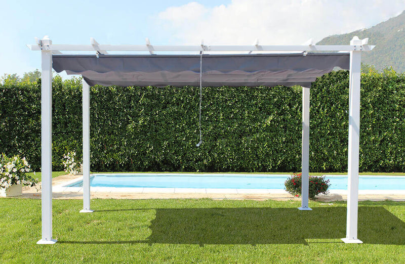 Pergola da Giardino 3x4 m in Alluminio Tortora Telo Grigio-2