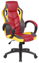 Sedia da Gaming Ergonomica 61x66x116 cm in Similpelle Granata e Gialla-1