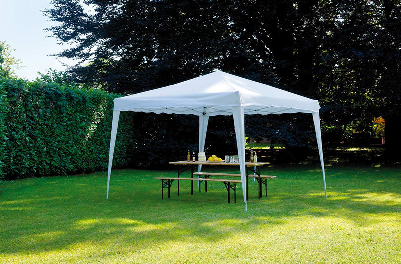 Gazebo Pieghevole da Giardino in Ferro 3X3m Vorghini Limber Bianco-2