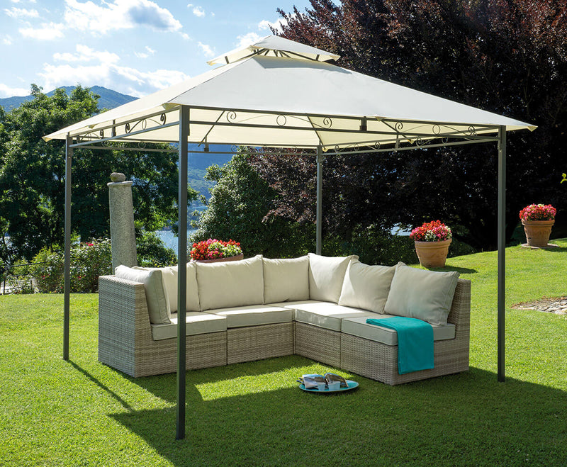 Gazebo da Giardino in Ferro 3x3m Vorghini Ecrù-1