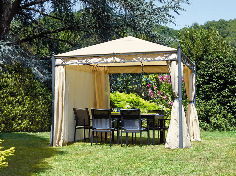 Gazebo da Giardino in Ferro 3X3m Vorghini Iron Sabbia-2