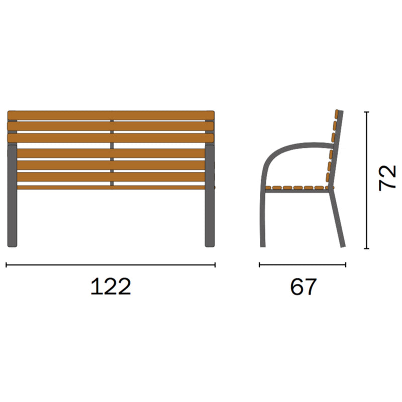 Panca da Giardino in Legno e Metallo 122x67x72cm Vorghini Piccadilly-2