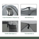 Tenda da Campeggio a Cupola per 2 Persone Estensibile 350x220x145 cm con 4 Porte e 3 Finestre Grigio-5