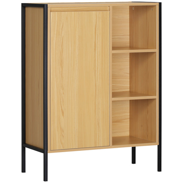 Badezimmerschrank 3 Regale und Schrank 60 x 28 x 80 cm in Spanplatte und Stahlholz und Schwarz prezzo