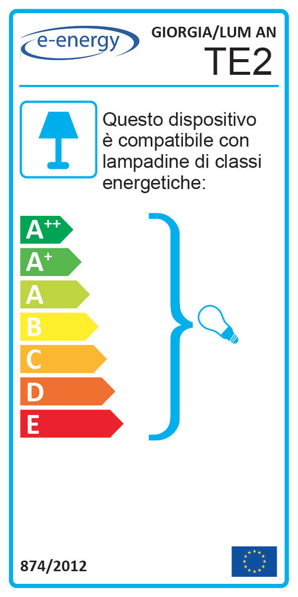 Lume 1xE14 Montatura Anticata Vetro Paglierino E-Energy Giorgia-2