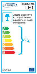 Lampadario 3xE14 Montatura Marrone Ramato Vetro Bianco Sfumato Ambra E-Energy Giulia-2