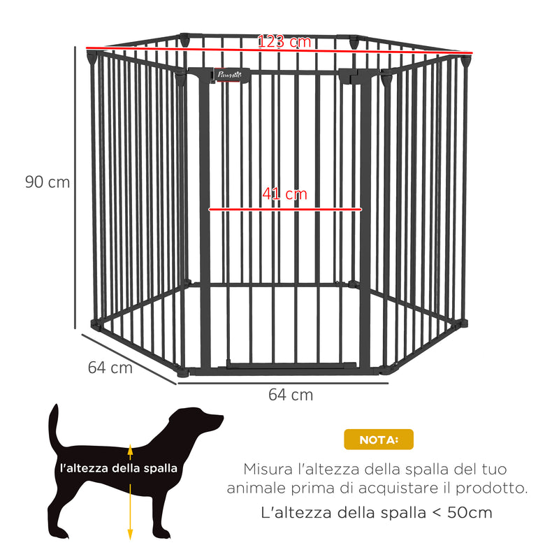 Cancelletto di Sicurezza per Animali Domestici 123x102x90 cm in Metallo e Plastica Nero-3