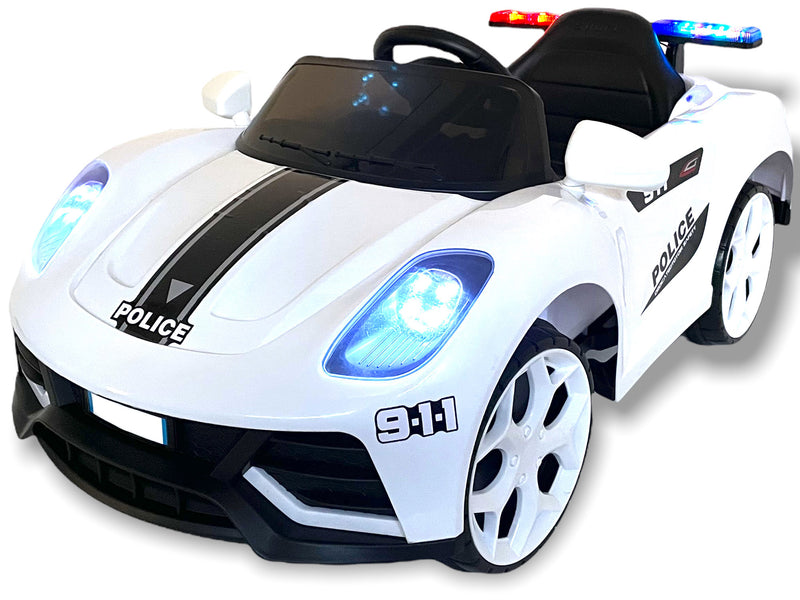 Macchina Elettrica della Polizia per Bambini 6V Police Bianca-1