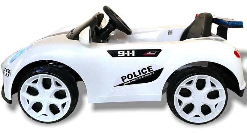 Macchina Elettrica della Polizia per Bambini 6V Police Bianca-2