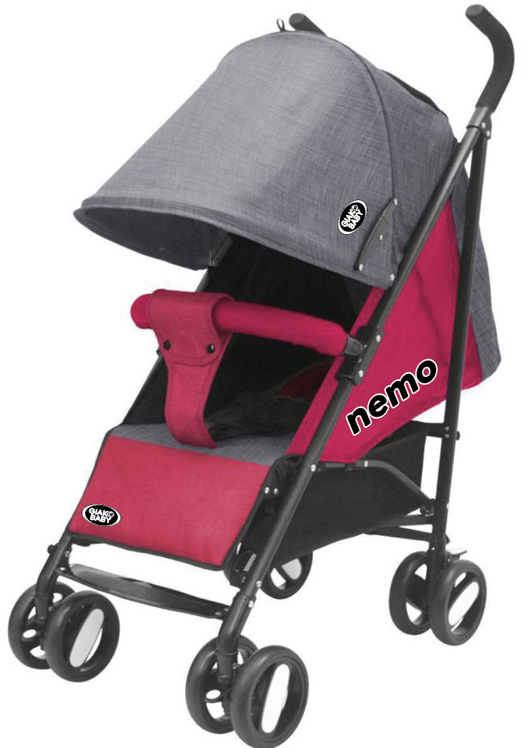 Passeggino Leggero per Bambini Pieghevole con Borsa Nemo Grigio e Rosa-1